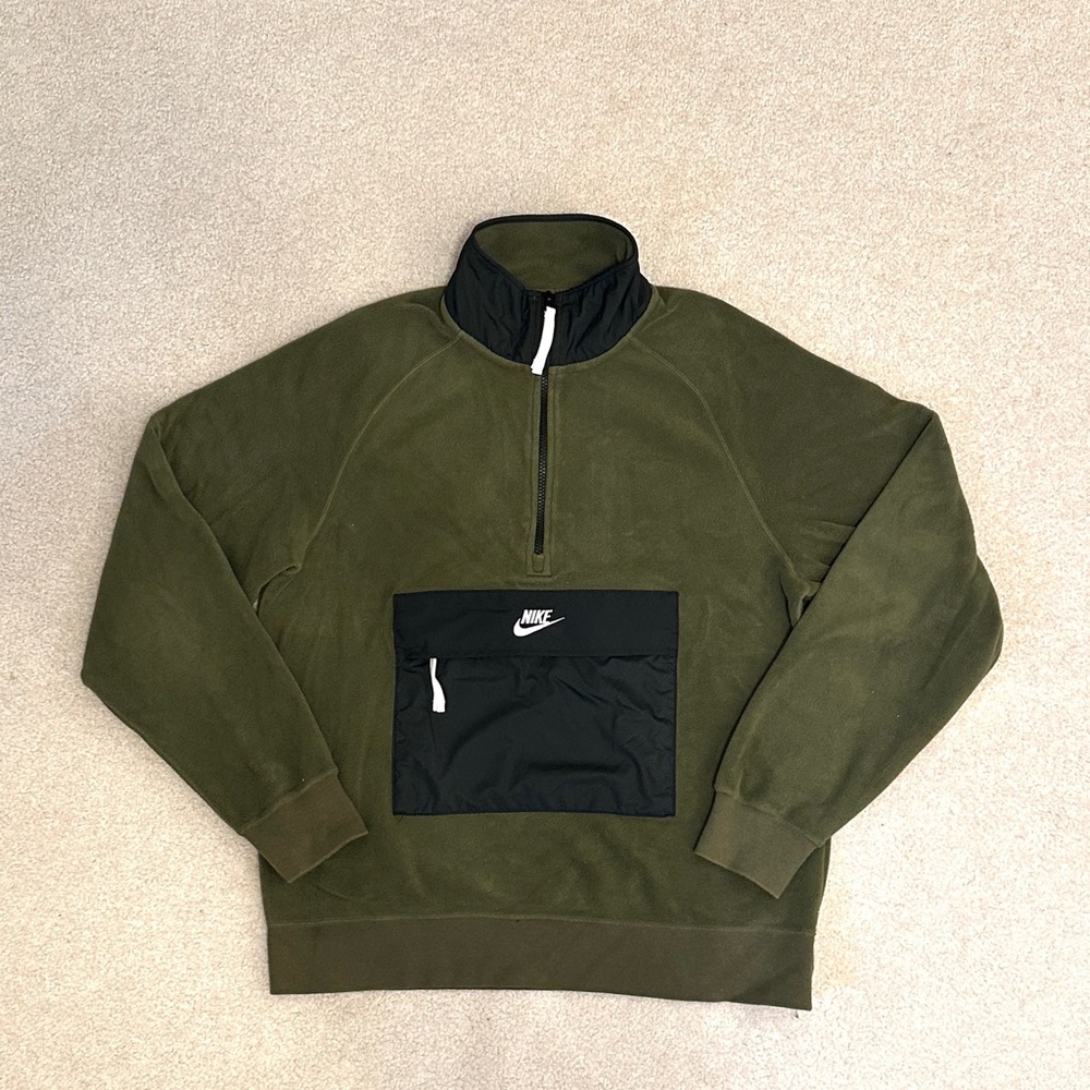 Nike Fleece Half Zip - Olive Green